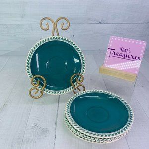 Harkerware Harker Pottery CORINTHIAN PATE SUR PATE Teal Saucers Plates Set of 5